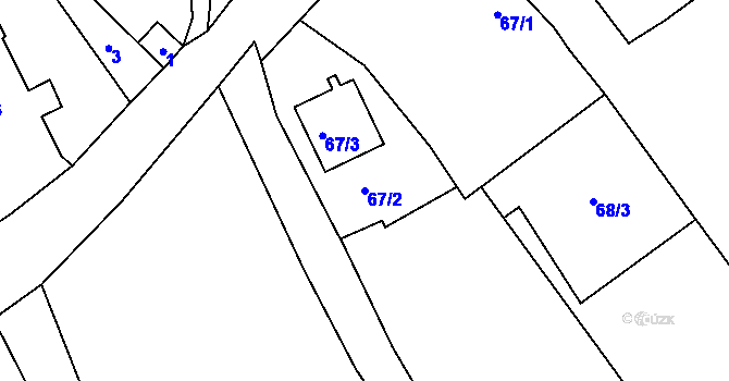 Parcela st. 67/2 v KÚ Dědinka, Katastrální mapa