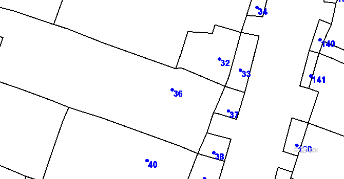 Parcela st. 36 v KÚ Lazce u Troubelic, Katastrální mapa