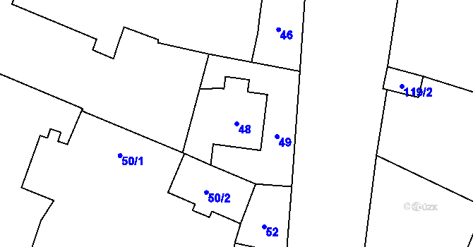 Parcela st. 48 v KÚ Lazce u Troubelic, Katastrální mapa