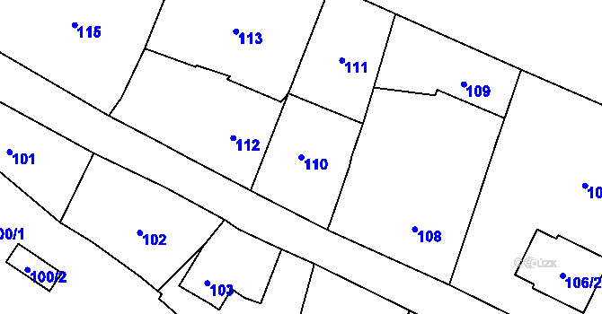 Parcela st. 110 v KÚ Lazce u Troubelic, Katastrální mapa