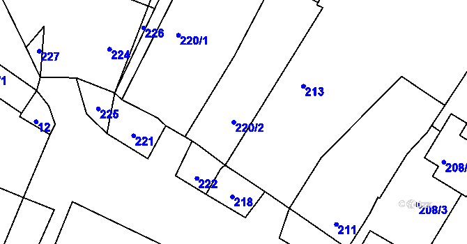Parcela st. 220/2 v KÚ Lazce u Troubelic, Katastrální mapa