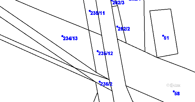 Parcela st. 235/12 v KÚ Lazce u Troubelic, Katastrální mapa