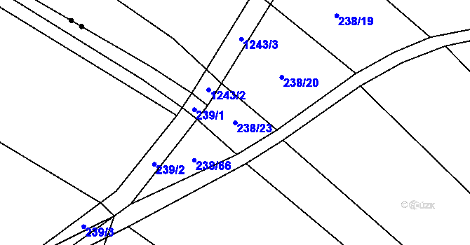 Parcela st. 238/23 v KÚ Lazce u Troubelic, Katastrální mapa