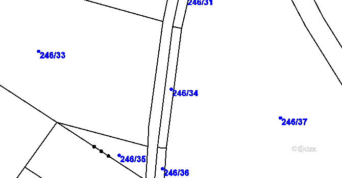 Parcela st. 246/34 v KÚ Lazce u Troubelic, Katastrální mapa