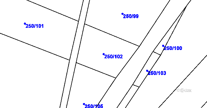 Parcela st. 250/102 v KÚ Lazce u Troubelic, Katastrální mapa