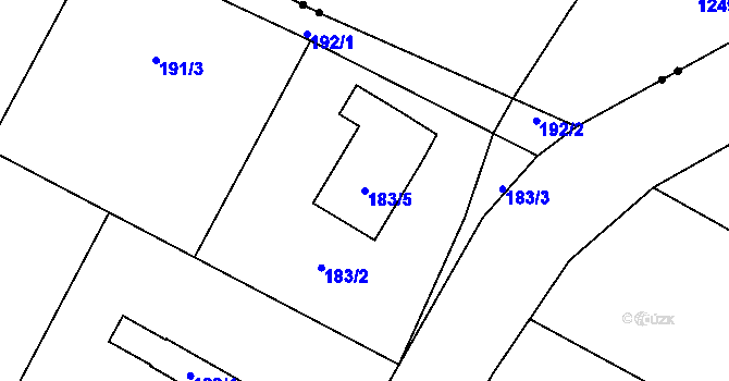 Parcela st. 183/5 v KÚ Lazce u Troubelic, Katastrální mapa