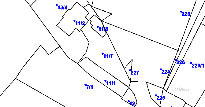 Parcela st. 11/7 v KÚ Lazce u Troubelic, Katastrální mapa
