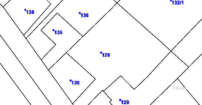 Parcela st. 128 v KÚ Troubelice, Katastrální mapa