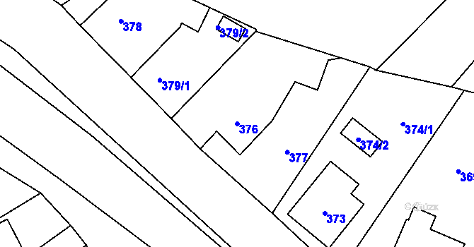 Parcela st. 376 v KÚ Troubelice, Katastrální mapa