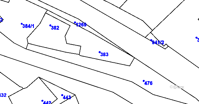 Parcela st. 383 v KÚ Troubelice, Katastrální mapa