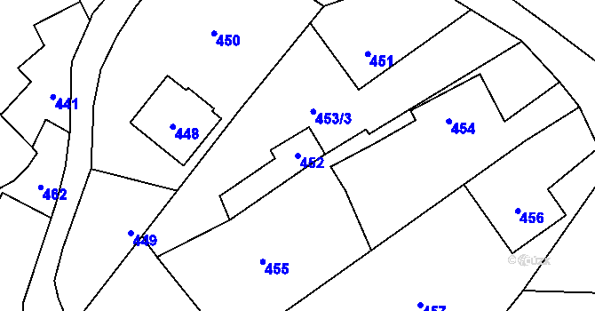 Parcela st. 452 v KÚ Troubelice, Katastrální mapa