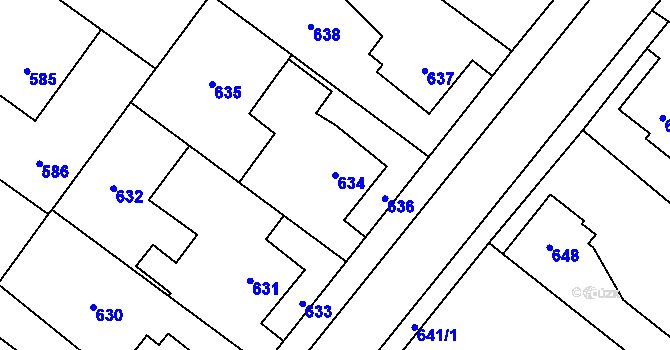 Parcela st. 634 v KÚ Troubelice, Katastrální mapa