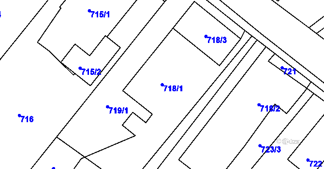 Parcela st. 718/1 v KÚ Troubelice, Katastrální mapa