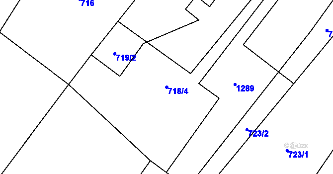 Parcela st. 718/4 v KÚ Troubelice, Katastrální mapa