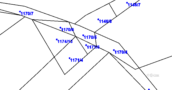Parcela st. 1171/6 v KÚ Troubelice, Katastrální mapa