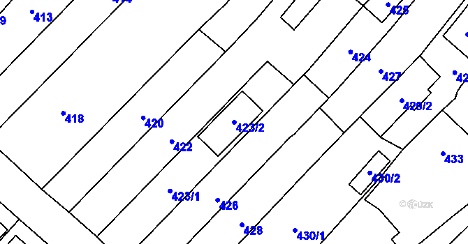 Parcela st. 423/2 v KÚ Troubelice, Katastrální mapa