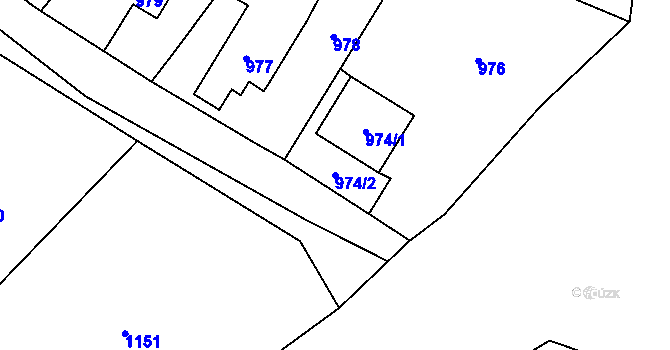 Parcela st. 974/2 v KÚ Troubelice, Katastrální mapa