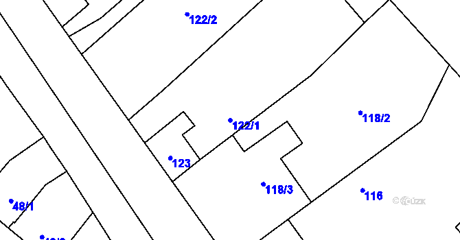 Parcela st. 122/1 v KÚ Troubelice, Katastrální mapa
