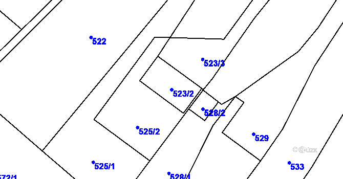 Parcela st. 523/2 v KÚ Troubelice, Katastrální mapa