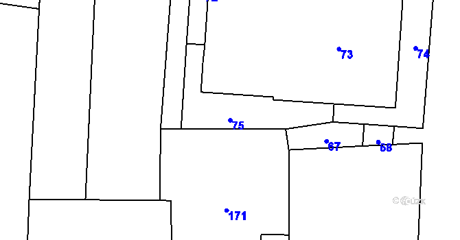 Parcela st. 75 v KÚ Troubky nad Bečvou, Katastrální mapa