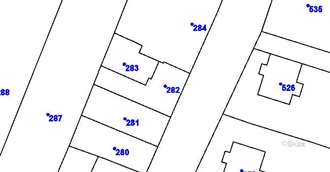 Parcela st. 282 v KÚ Troubky nad Bečvou, Katastrální mapa