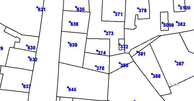 Parcela st. 374 v KÚ Troubky nad Bečvou, Katastrální mapa