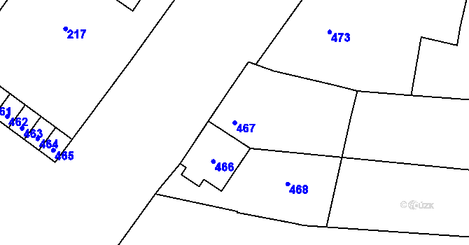 Parcela st. 467 v KÚ Troubky nad Bečvou, Katastrální mapa