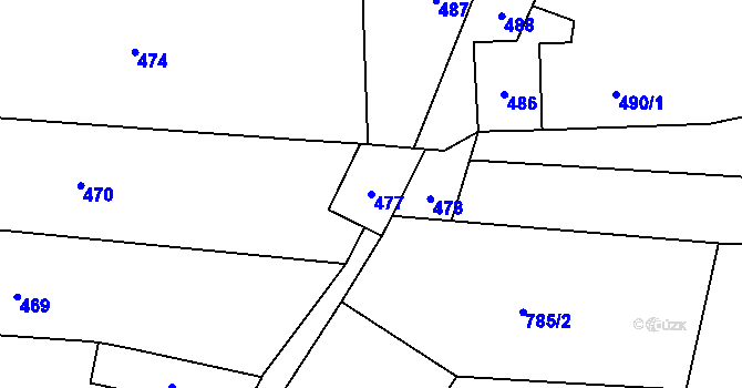 Parcela st. 477 v KÚ Troubky nad Bečvou, Katastrální mapa