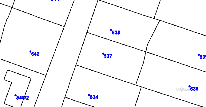 Parcela st. 537 v KÚ Troubky nad Bečvou, Katastrální mapa