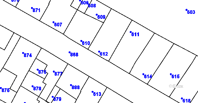 Parcela st. 612 v KÚ Troubky nad Bečvou, Katastrální mapa