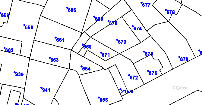 Parcela st. 671 v KÚ Troubky nad Bečvou, Katastrální mapa