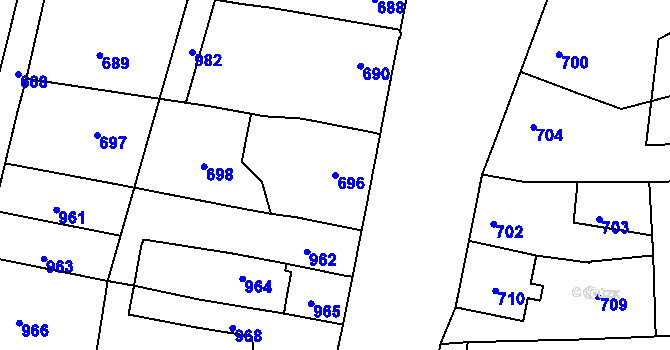 Parcela st. 696 v KÚ Troubky nad Bečvou, Katastrální mapa