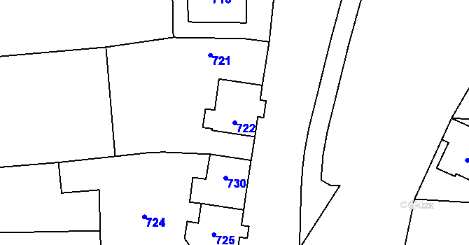 Parcela st. 722 v KÚ Troubky nad Bečvou, Katastrální mapa