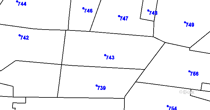 Parcela st. 743 v KÚ Troubky nad Bečvou, Katastrální mapa