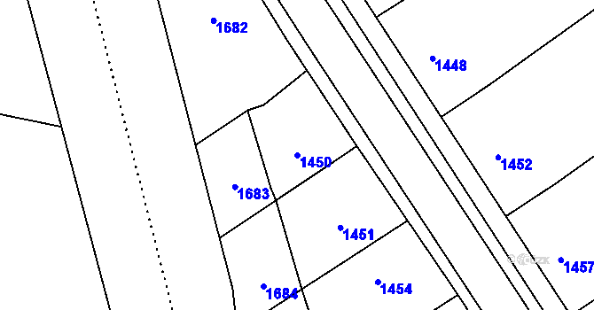 Parcela st. 1450 v KÚ Troubky nad Bečvou, Katastrální mapa