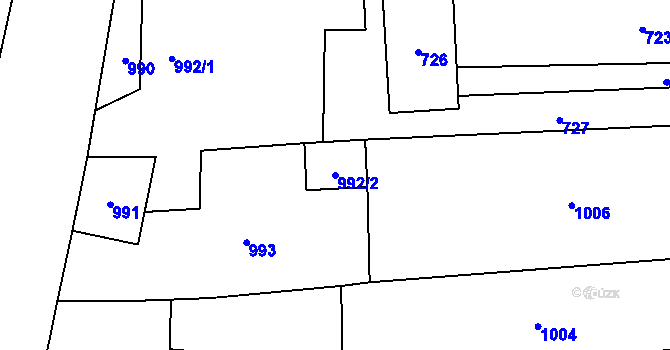 Parcela st. 992/2 v KÚ Troubky nad Bečvou, Katastrální mapa