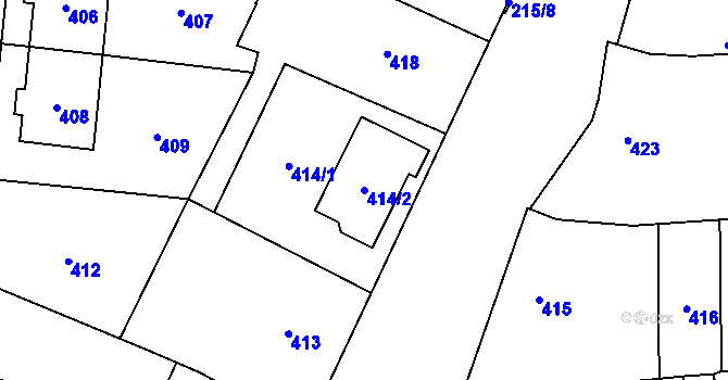 Parcela st. 414/2 v KÚ Troubky nad Bečvou, Katastrální mapa