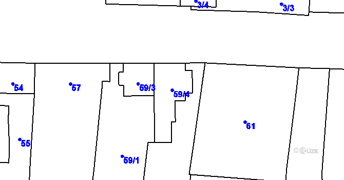 Parcela st. 59/4 v KÚ Troubky nad Bečvou, Katastrální mapa
