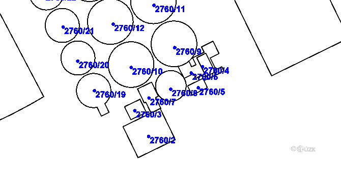 Parcela st. 2760/8 v KÚ Troubky nad Bečvou, Katastrální mapa