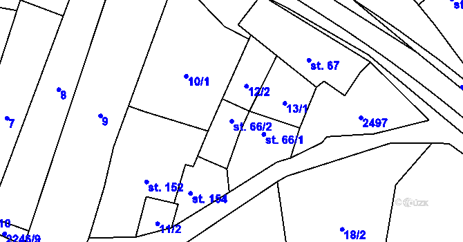 Parcela st. 66/2 v KÚ Troubky, Katastrální mapa