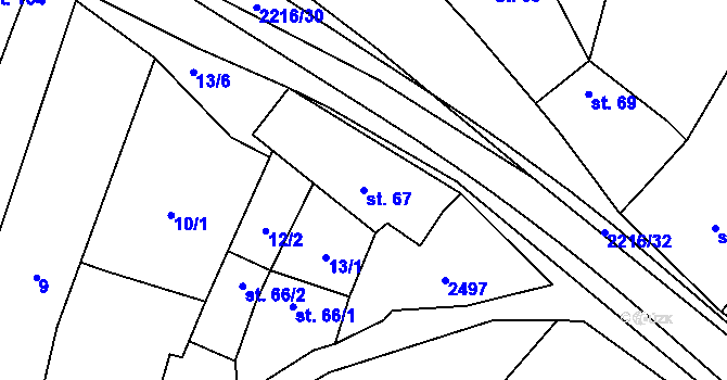 Parcela st. 67 v KÚ Troubky, Katastrální mapa