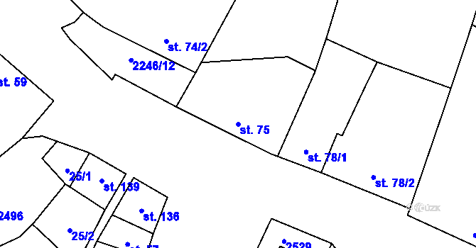 Parcela st. 75 v KÚ Troubky, Katastrální mapa