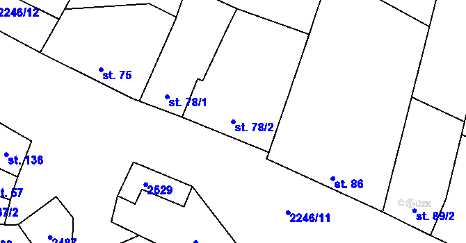 Parcela st. 78/2 v KÚ Troubky, Katastrální mapa