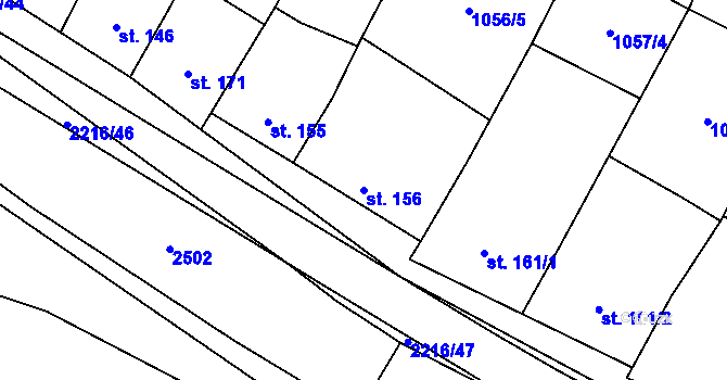 Parcela st. 156 v KÚ Troubky, Katastrální mapa