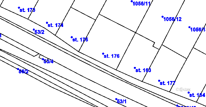 Parcela st. 176 v KÚ Troubky, Katastrální mapa