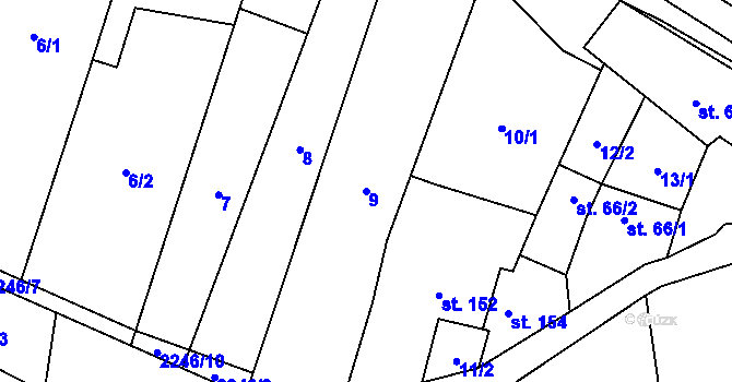 Parcela st. 9 v KÚ Troubky, Katastrální mapa