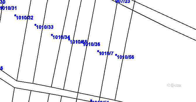 Parcela st. 1010/7 v KÚ Troubky, Katastrální mapa