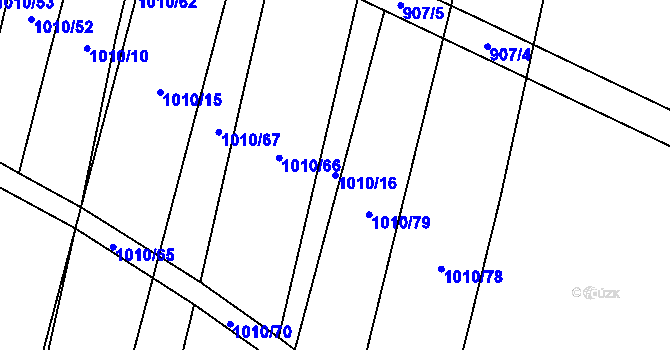 Parcela st. 1010/16 v KÚ Troubky, Katastrální mapa