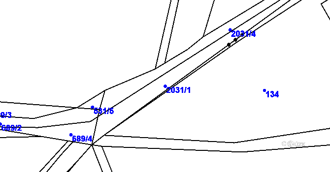 Parcela st. 2031/1 v KÚ Troubky, Katastrální mapa