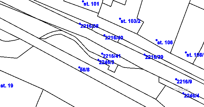 Parcela st. 2216/41 v KÚ Troubky, Katastrální mapa